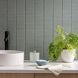 Stonehouse Studio Otsu Mini Kit-Kat Mosaic Tile Sheet Gloss Fjord Green - 290 x 280mm