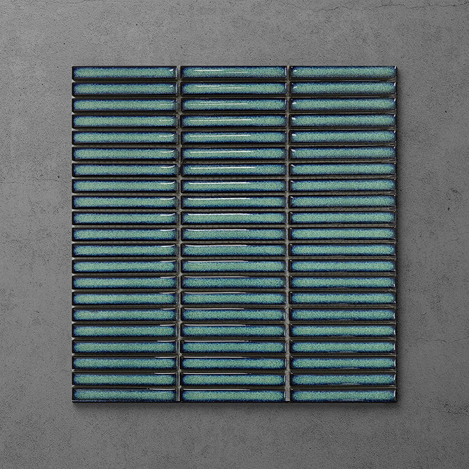 Otsu Mini Kit-Kat Mosaic Tile Sheet Gloss Turquoise Speckled - 290 x 280mm