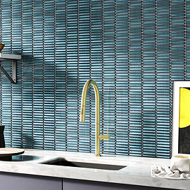 Otsu Mini Kit-Kat Mosaic Tile Sheet Gloss Turquoise Speckled - 290 x 280mm