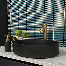 Stonehouse Studio Otsu Mini Kit-Kat Mosaic Tile Sheet Gloss Turquoise Speckled