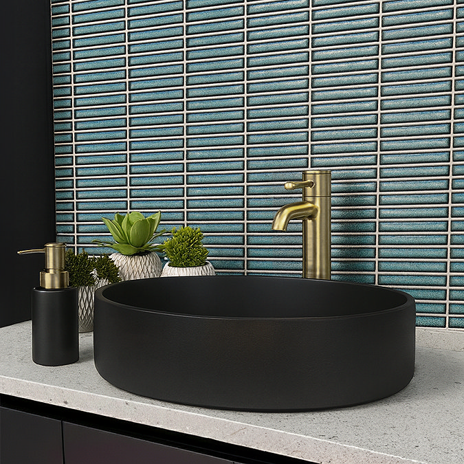 Stonehouse Studio Otsu Mini Kit-Kat Mosaic Tile Sheet Gloss Turquoise Speckled