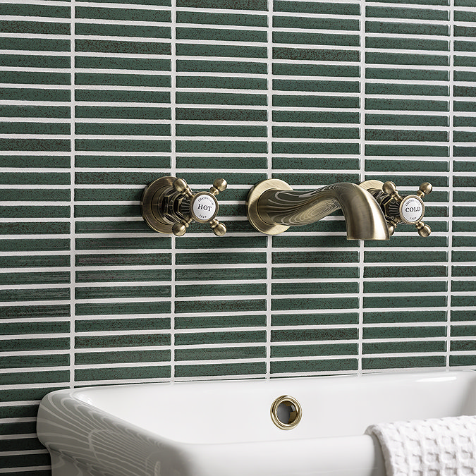 Stonehouse Studio Otsu Mini Kit-Kat Mosaic Tile Sheet Moss Green - 290 x 280mm