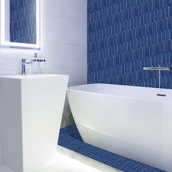Stonehouse Studio Otsu Picket Mosaic Tile Sheet Gloss Blue - 324 x 292mm