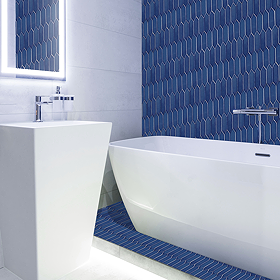 Stonehouse Studio Otsu Picket Mosaic Tile Sheet Gloss Blue - 324 x 292mm