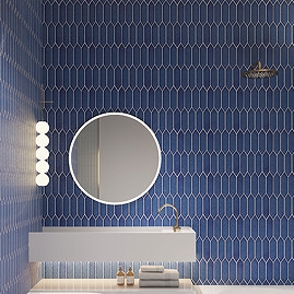 Stonehouse Studio Otsu Picket Mosaic Tile Sheet Gloss Blue - 324 x 292mm