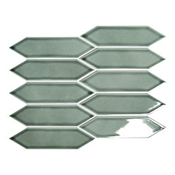 Stonehouse Studio Otsu Picket Mosaic Tile Sheet Gloss Sage - 324 x 292mm