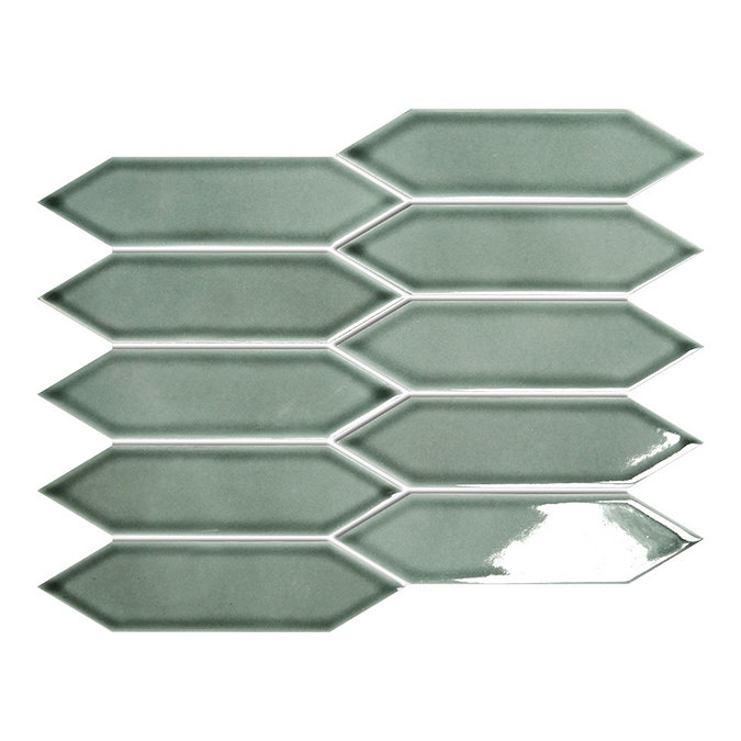 Stonehouse Studio Otsu Picket Mosaic Tile Sheet Gloss Sage - 324 x 292mm