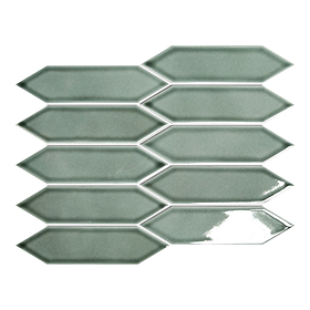 Stonehouse Studio Otsu Picket Mosaic Tile Sheet Gloss Sage - 324 x 292mm