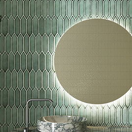 Stonehouse Studio Otsu Picket Mosaic Tile Sheet Gloss Sage - 324 x 292mm