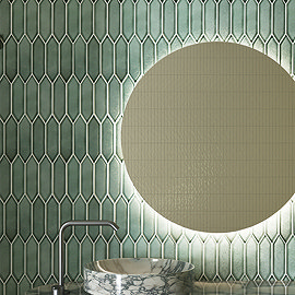 Stonehouse Studio Otsu Picket Mosaic Tile Sheet Gloss Sage - 324 x 292mm
