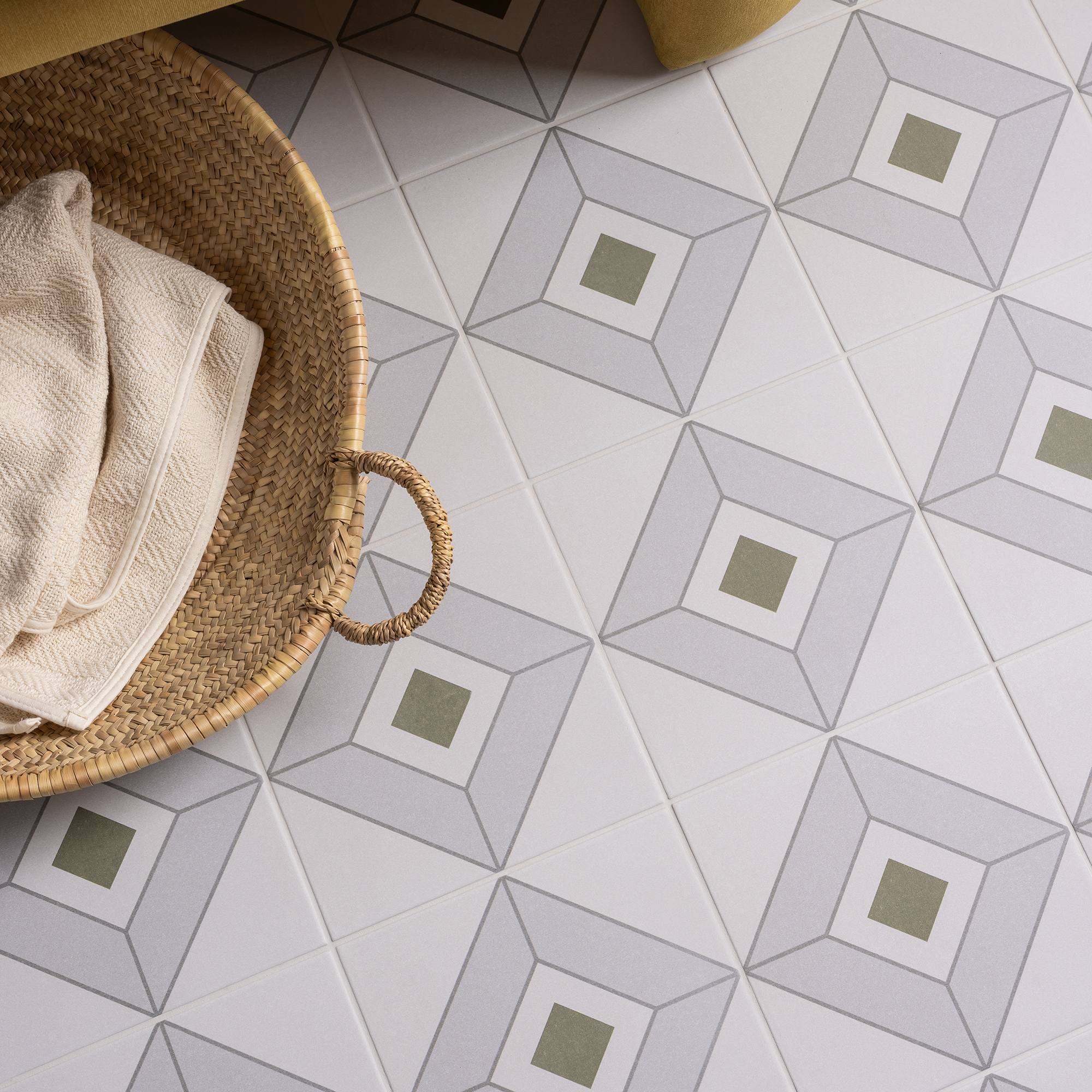 Stonehouse Studio Oxford Emerald Patterned Wall and Floor Tiles - 225 x 225mm