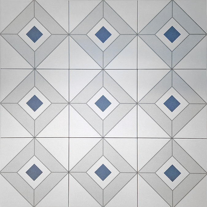 Stonehouse Studio Oxford Indigo Patterned Wall and Floor Tiles - 225 x 225mm