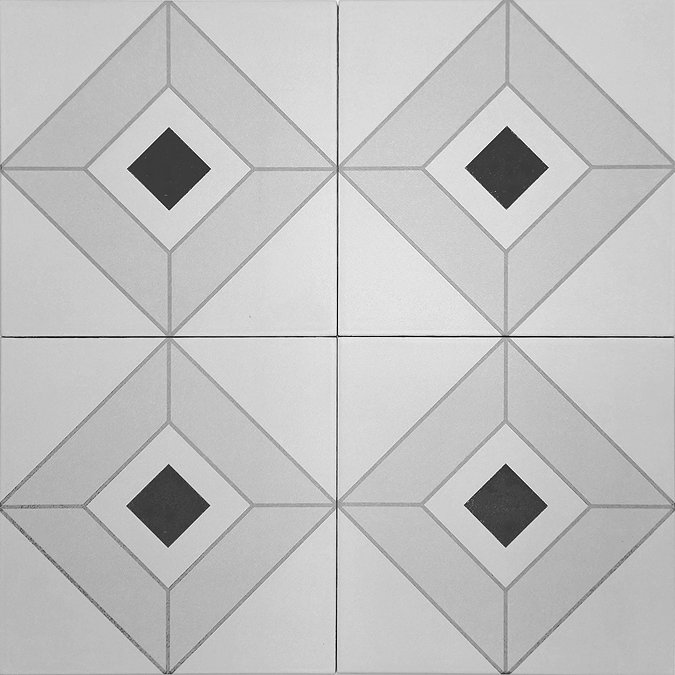 Stonehouse Studio Oxford Jet Patterned Wall and Floor Tiles - 225 x 225mm