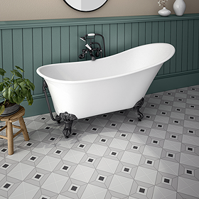 Stonehouse Studio Oxford Jet Patterned Wall and Floor Tiles - 225 x 225mm