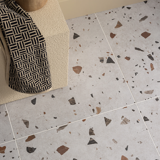 Stonehouse Studio Pertosa White Terrazzo Effect Wall & Floor Tiles - 600 x 600mm