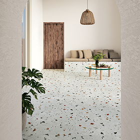 Stonehouse Studio Pertosa White Terrazzo Effect Wall & Floor Tiles - 600 x 600mm