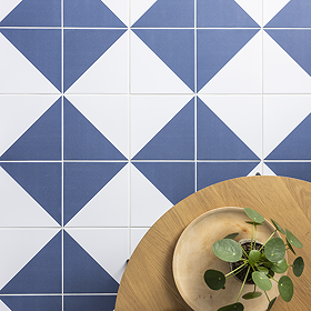 Stonehouse Studio Pinnacle Indigo Blue Geometric Patterned Wall and Floor Tiles - 225 x 225mm