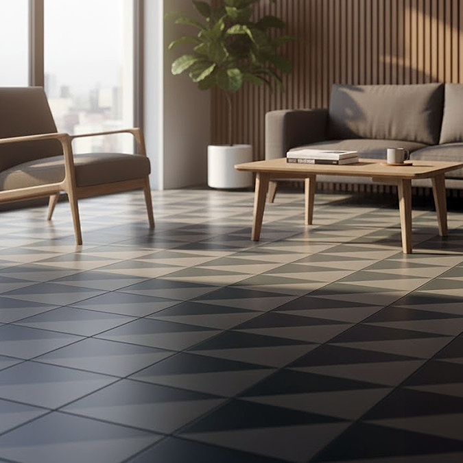 Stonehouse Studio Pinnacle Ink & Charcoal Geometric Patterned Wall and Floor Tiles 