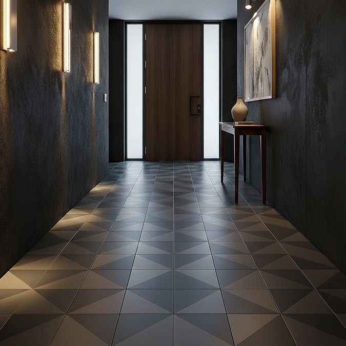 Stonehouse Studio Pinnacle Ink & Charcoal Geometric Patterned Tiles