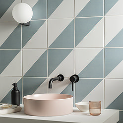 Stonehouse Studio Pinnacle Ocean Blue Geometric Patterned Wall and Floor Tiles - 225 x 225mm