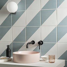 Stonehouse Studio Pinnacle Ocean Blue Geometric Patterned Wall and Floor Tiles - 225 x 225mm