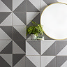Stonehouse Studio Pinnacle Smoke Grey Geometric Patterned Wall and Floor Tiles - 225 x 225mm
