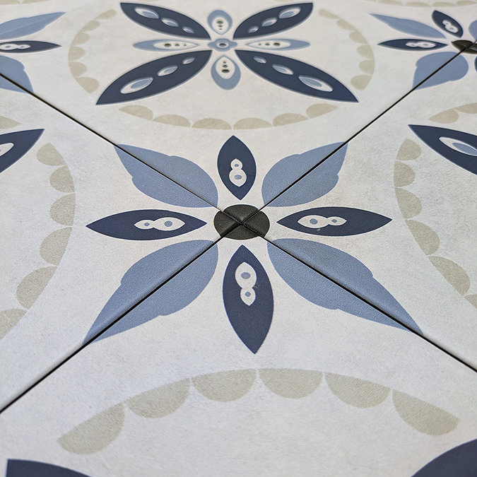 Stonehouse Studio Porto Blue Encaustic Effect Tiles - 225 x 225mm