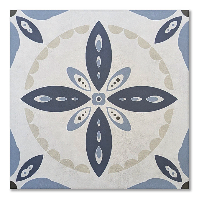 Stonehouse Studio Porto Blue Encaustic Effect Tiles - 225 x 225mm