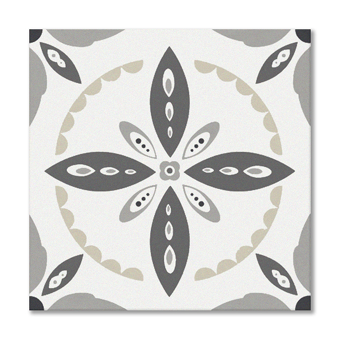 Stonehouse Studio Porto Charcoal Encaustic Effect Tiles - 225 x 225mm
