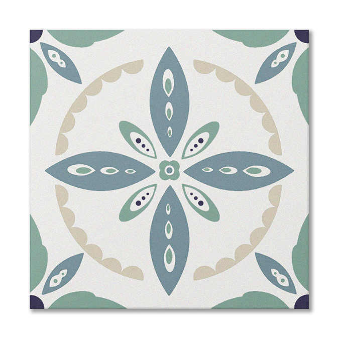 Stonehouse Studio Porto Teal Encaustic Effect Tiles - 225 x 225mm