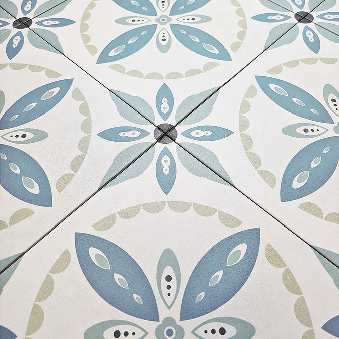 Stonehouse Studio Porto Teal Encaustic Effect Tiles - 225 x 225mm
