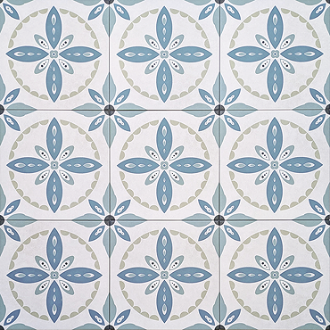 Stonehouse Studio Porto Teal Encaustic Effect Tiles - 225 x 225mm