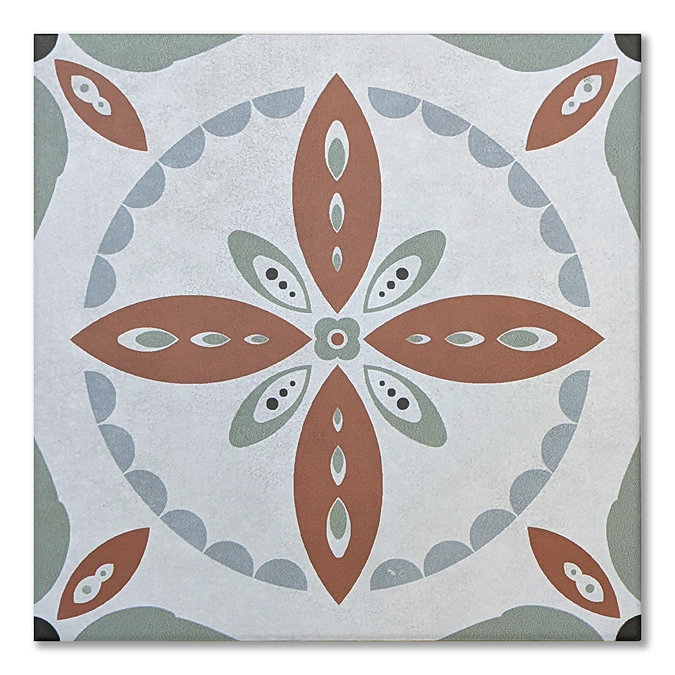 Stonehouse Studio Porto Terracotta Encaustic Effect Tiles - 225 x 225mm