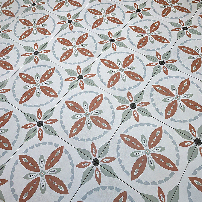 Stonehouse Studio Porto Terracotta Encaustic Effect Tiles - 225 x 225mm