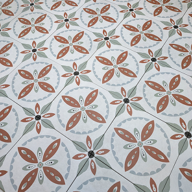 Stonehouse Studio Porto Terracotta Encaustic Effect Tiles - 225 x 225mm