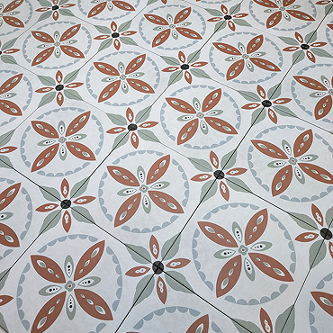 Stonehouse Studio Porto Terracotta Encaustic Effect Tiles - 225 x 225mm