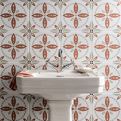 Stonehouse Studio Porto Terracotta Encaustic Effect Tiles - 225 x 225mm