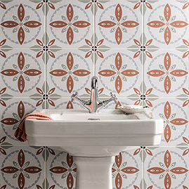 Stonehouse Studio Porto Terracotta Encaustic Effect Tiles - 225 x 225mm