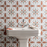 Stonehouse Studio Porto Terracotta Encaustic Effect Tiles - 225 x 225mm