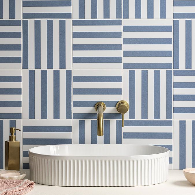 Stonehouse Studio Positano Deck Chair Ocean Blue Wall and Floor Tiles - 225 x 225mm