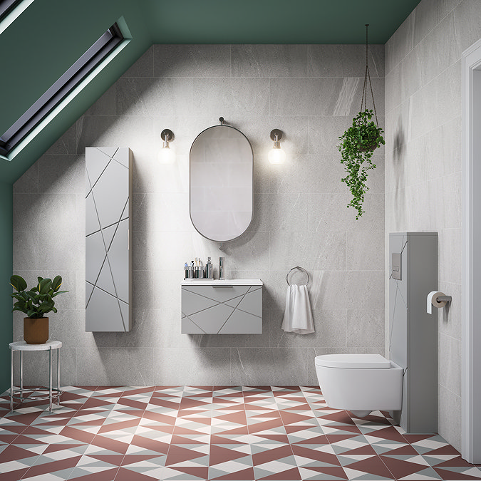 Stonehouse Studio Prism Blush Geometric Patterned Wall and Floor Tiles - 225 x 225mm