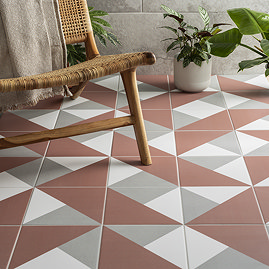 Stonehouse Studio Prism Blush Geometric Patterned Wall and Floor Tiles - 225 x 225mm