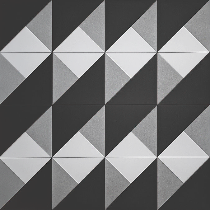 Stonehouse Studio Prism Jet Geometric Patterned Wall and Floor Tiles - 225 x 225mm
