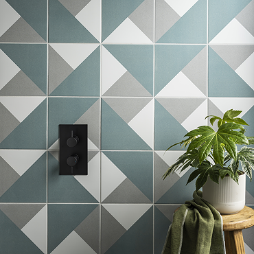 Stonehouse Studio Prism Teal Geometric Patterned Wall and Floor Tiles - 225 x 225mm