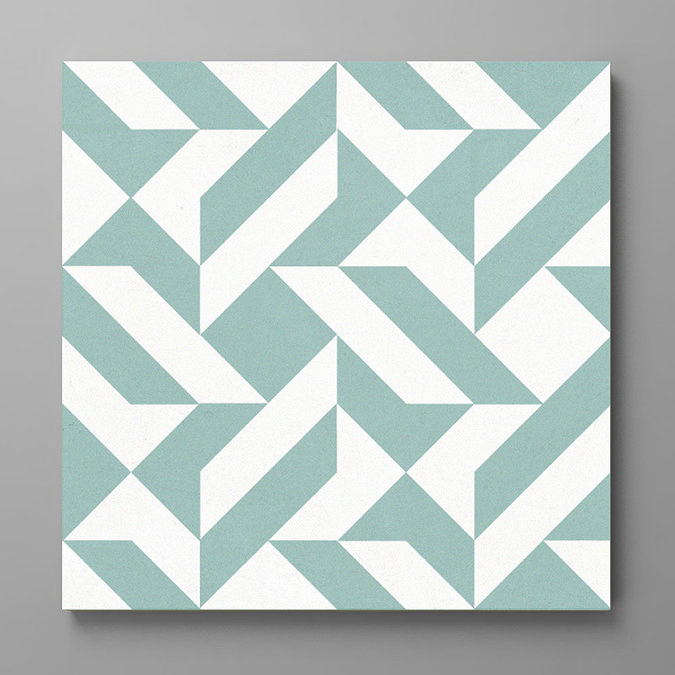 Stonehouse Studio Quattro Aqua Geometric Patterned Wall and Floor Tiles - 225 x 225mm