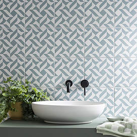 Stonehouse Studio Quattro Aqua Geometric Patterned Wall and Floor Tiles - 225 x 225mm