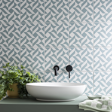 Stonehouse Studio Quattro Aqua Patterned Wall and Floor Tiles - 225 x 225mm