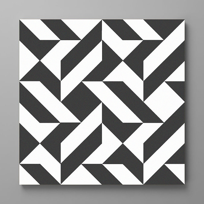 Stonehouse Studio Quattro Black Geometric Patterned Wall and Floor Tiles - 225 x 225mm