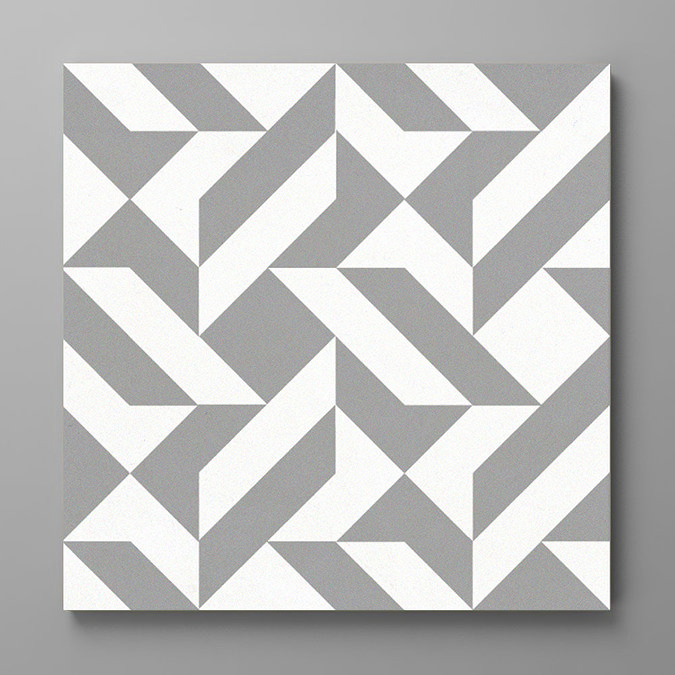 Stonehouse Studio Quattro Grey Geometric Patterned Wall and Floor Tiles - 225 x 225mm