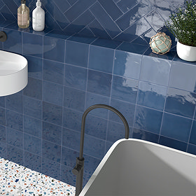 Retford Blue Gloss Wall Tiles - 150 x 150mm Large Image